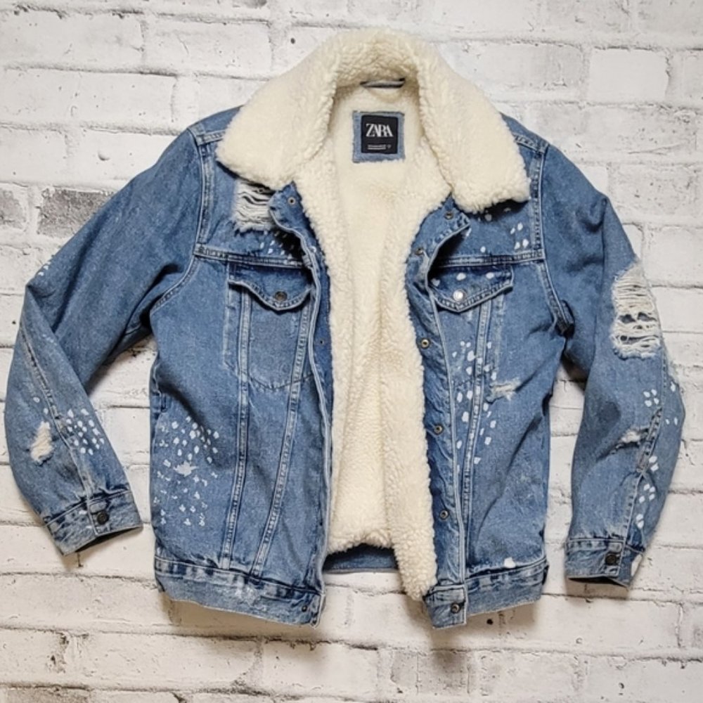 ZARA FLEECE TRIM DENIM JACKET